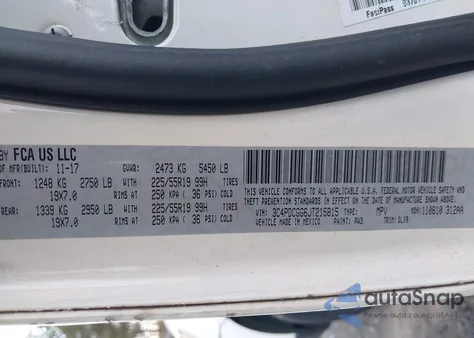 2018 Dodge Journey Crossroad из США, поврежденный, VIN 3C4PDCGG6JT215815